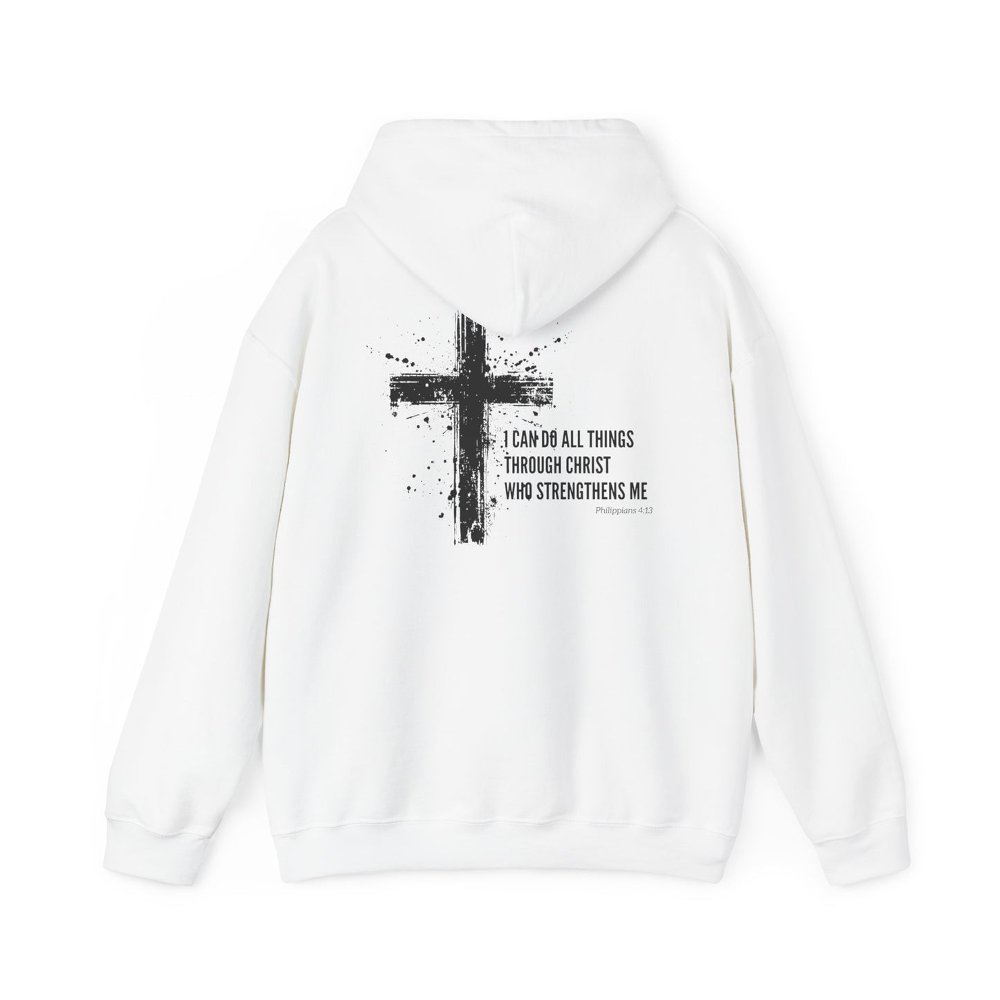 Christian Cross Paint Splatter Hoodie - Philippians 4:13