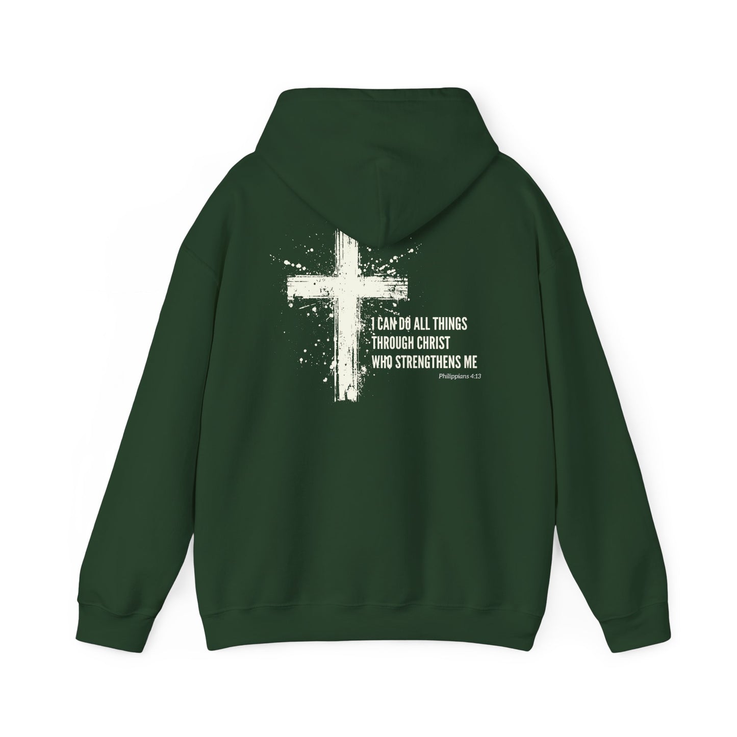 Christian Cross Paint Splatter Hoodie - Philippians 4:13