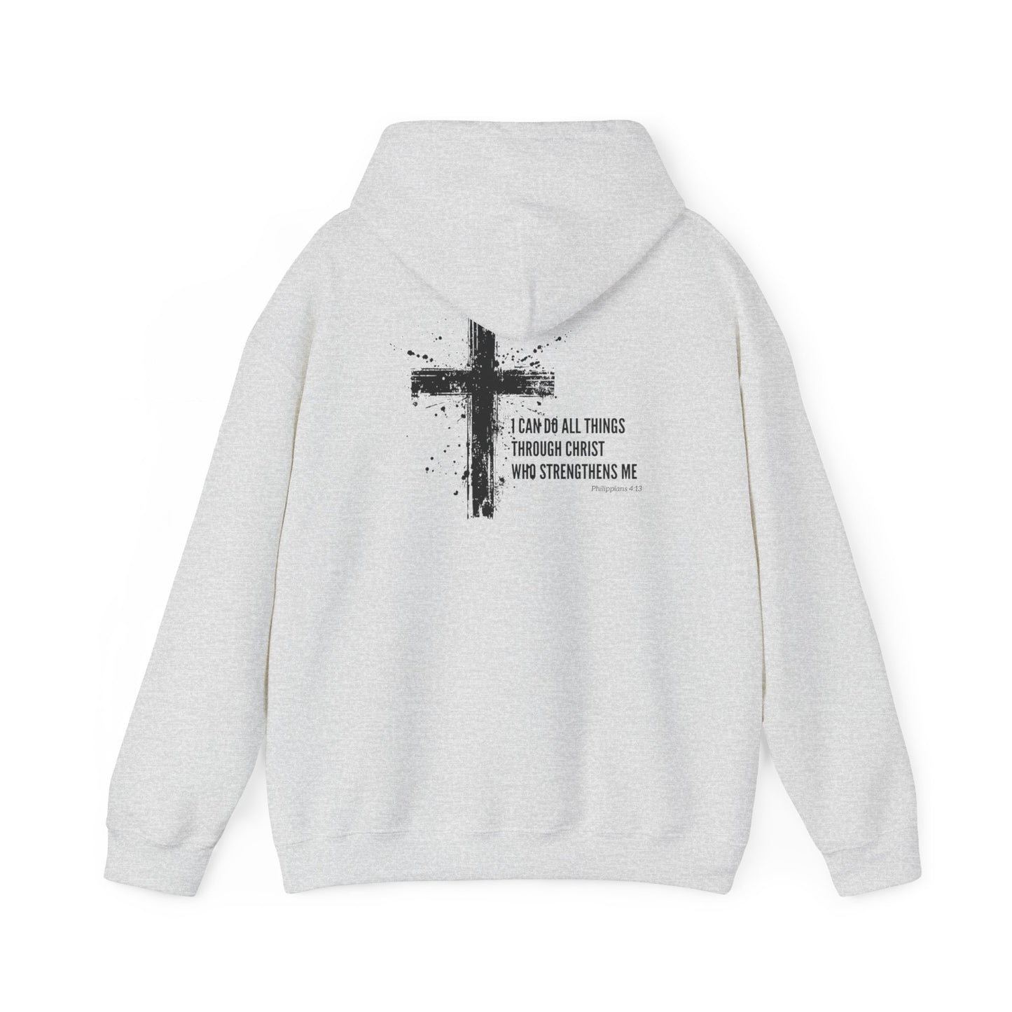 Christian Cross Paint Splatter Hoodie - Philippians 4:13