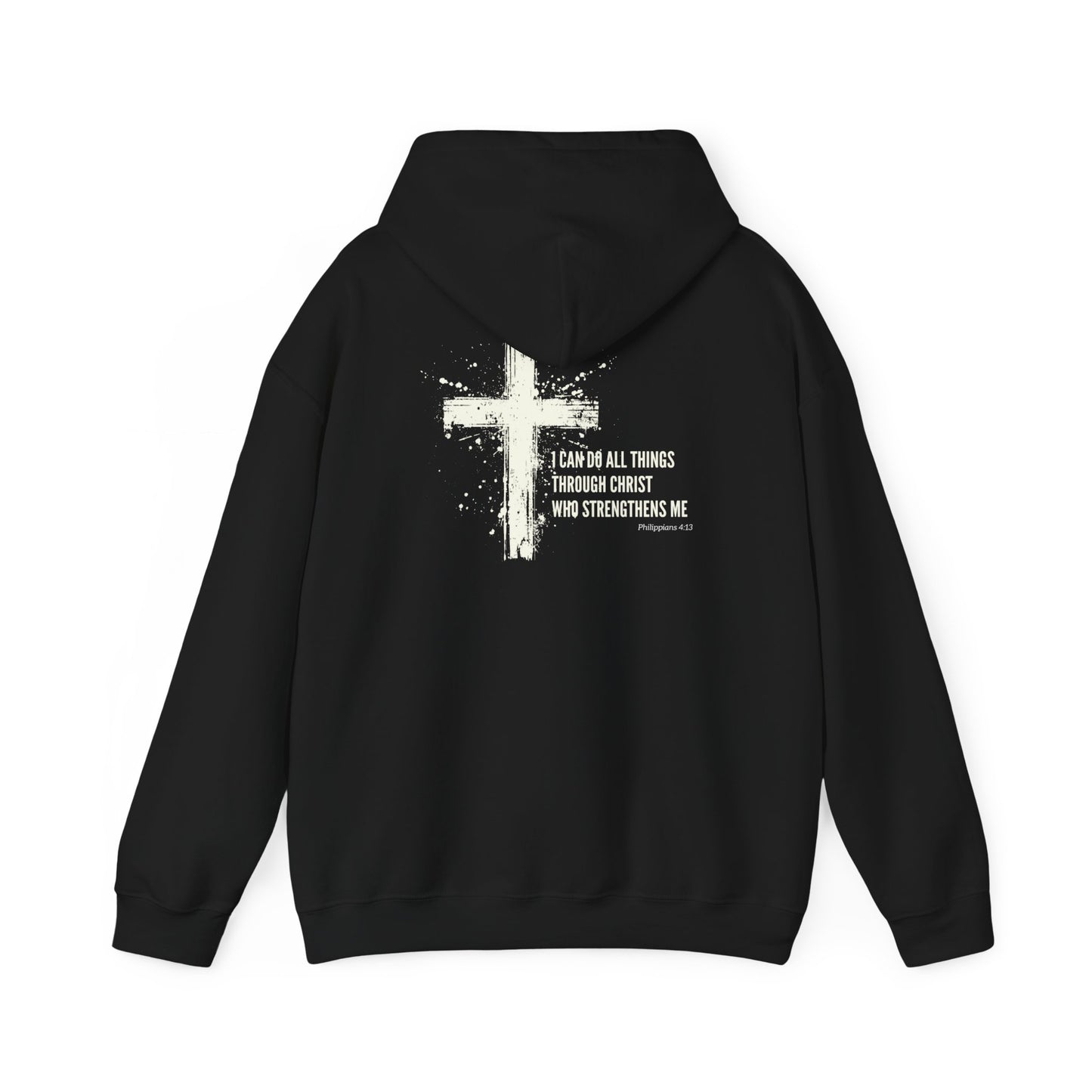 Christian Cross Paint Splatter Hoodie - Philippians 4:13