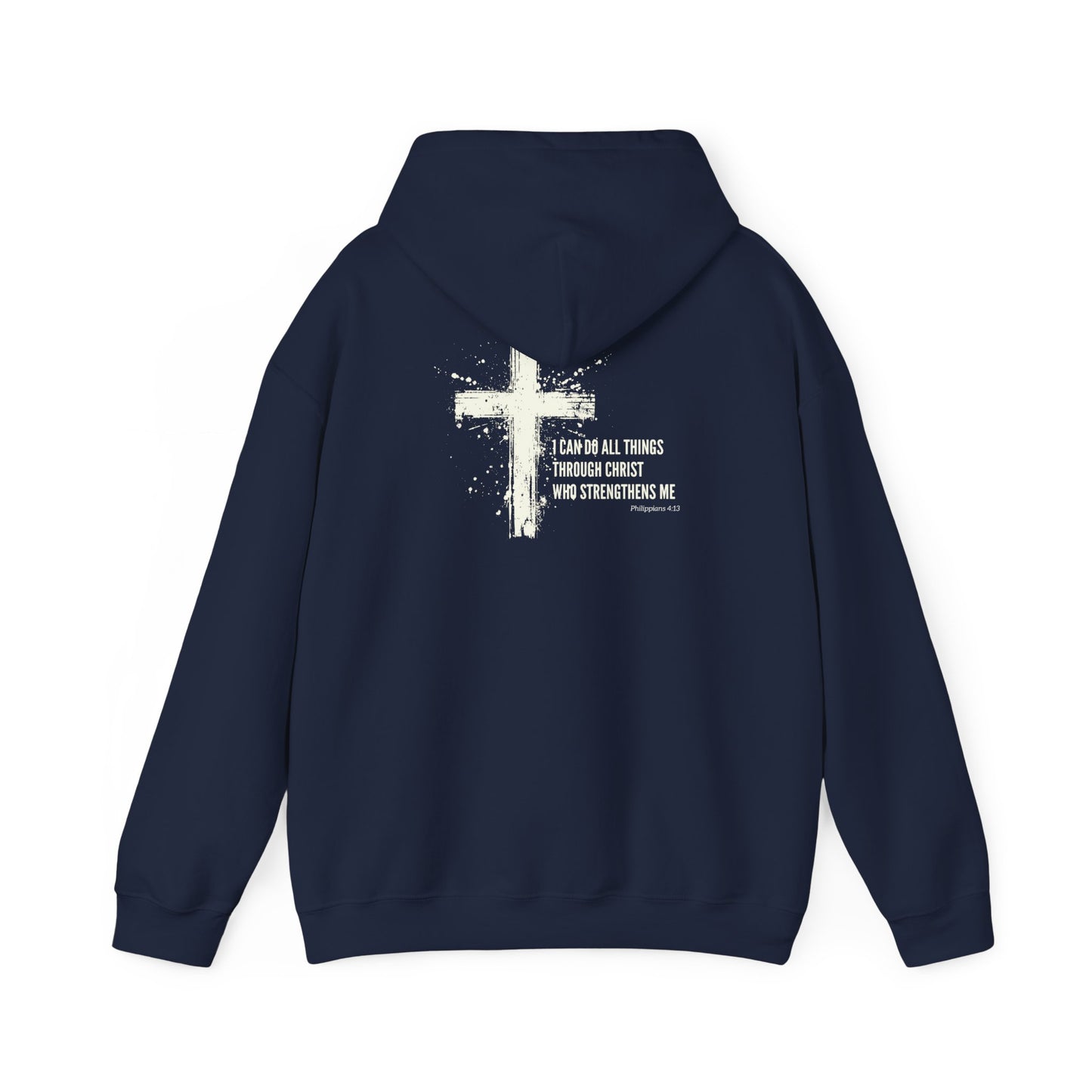 Christian Cross Paint Splatter Hoodie - Philippians 4:13